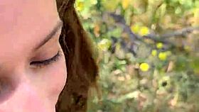 pov blowjob on hiking trail with petite romanian nadia noja licking balls and deepthroating monster cock