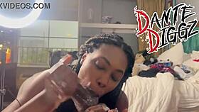 2 Ebony Baddies Battle in Wild Dick Sucking Contest!