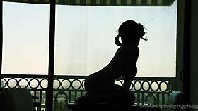Bigtittygothegg silhouette rides dildo with big ass and shaved pussy
