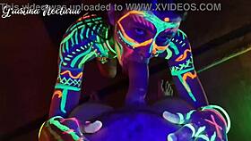 Fucked the wild slim girl in the uv-light with her bent over naked ass and shaved pussy 😈