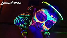 Fucked the wild slim girl in the uv-light with her bent over naked ass and shaved pussy 😈