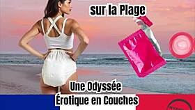 Diaper lover explores sensual trance on French beach