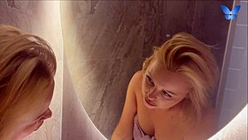 Beautiful european slut moans loudly as she gets fucked doggystyle in bathroom and cums hard