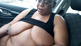 Hey, Happy New Years 2022! Check this ebony granny getting wet in the car with solo play! 😜