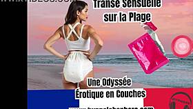 Diaper lover explores sensual trance on French beach