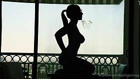 Bigtittygothegg silhouette rides dildo with big ass and shaved pussy