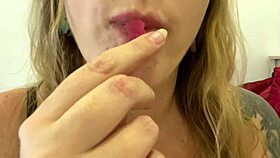 Chubby milf with tattoos talks dirty while swallowing gummy bears in vore fetish