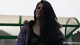 lucia flashes big tits in public car challenge 😈