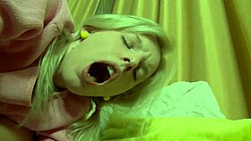 Blonde Teen Teases Shaved Pussy in Anal Riding Session