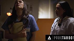 Doctor Vicki Chase Licks Nurse Sinn Sage's Tits To Keep The Office Secret?