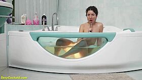 teen katty west masturbates in bathtub, fingering tight pussy to orgasm