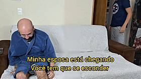 Old Husband Blindfolds Wife In Bedroom, Invites Friend For Cuckold Sex