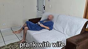 Old Husband Blindfolds Wife In Bedroom, Invites Friend For Cuckold Sex