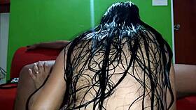 riding my black bull hard in the couch of motel and femdom fucking him in amazon, damn he's huge