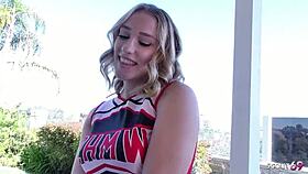 sweet blonde cheerleader tricked into rough fuck