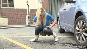 naomi relaxes with a public outdoor pissing scene