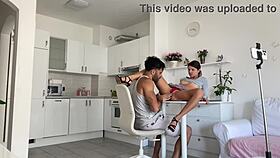 Skinny beauty moans during rough sex with fat addict