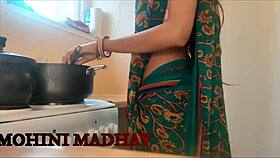 Unsatisfied milf licks neighbor's big tits before doggystyle in the kitchen.