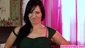 Is this brunette babe scissoring with the babysitter?