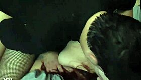 April Snow takes two cocks and cum on face!