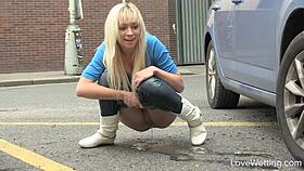 naomi relaxes with a public outdoor pissing scene