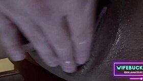 petting my latina wife's huge clit in homemade sunset fun