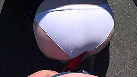 Girlfriend fucks milf with strap-on outdoors!