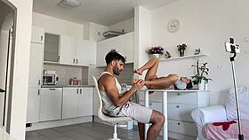 Skinny beauty moans during rough sex with fat addict