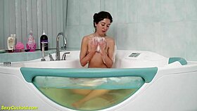 teen katty west masturbates in bathtub, fingering tight pussy to orgasm