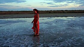 walk on red sunset of elton salt lake