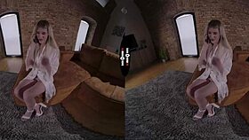 blonde bride gives blowjob and handjob in dark room vr