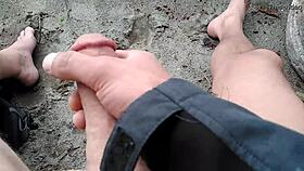 Outdoor beach activities in public setting