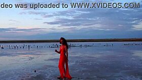 walk on red sunset of elton salt lake