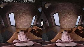 blonde bride gives blowjob and handjob in dark room vr
