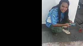 Busty Natasha experiences her first ass scene with Lukas backstage