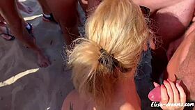 Slut milf masturbates publicly at beach!