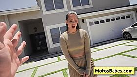 sexy brunette gives gardener wet blowjob and juicy pussy in nature pov 😏