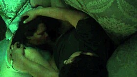 hidden cam catches a sneaky blowjob in action at home.