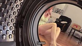 My friend and I got stuck in the kitchen, but the power of dick saved us with creampie.