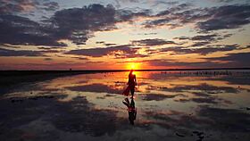 walk on red sunset of elton salt lake