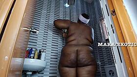 ebony nigerian couple shower standing doggystyle fuck - mara exotic