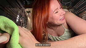 My friend and I got stuck in the kitchen, but the power of dick saved us with creampie.