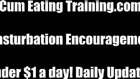 Femdom Humiliates Slave With Cum Eating Instruction For Curious Roommates