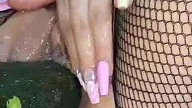 Hot Colombian Rabbitquicky Inserts Cucumber Into Wet Pussy For Multiple Orgasms