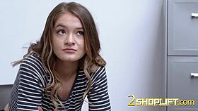 omg, teen shoplifter gagging on a huge cock in her throat! 😲