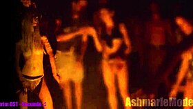 Slut Majick dances topless in slow motion at public cemetery