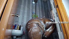 ebony nigerian couple shower standing doggystyle fuck - mara exotic