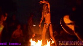 Slut Majick dances topless in slow motion at public cemetery