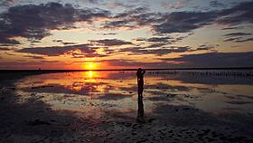 walk on red sunset of elton salt lake
