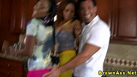 Ebony Duo Receives Cumshot in Anal Threeway